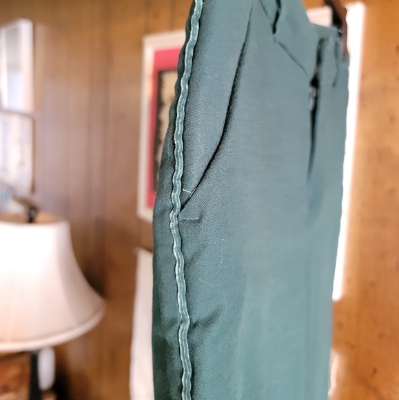 A New Day Forest Green Velvet Trim Tuxedo Pants Size 4 - Picture 4 of 5